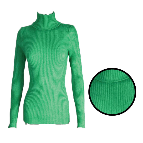 Ladies Women's Roll Neck Ribbed Jumper Italian