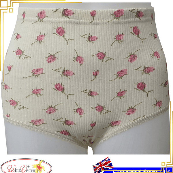 Ladies Underwear Brief Floral Printed Knickers 100% Cotton