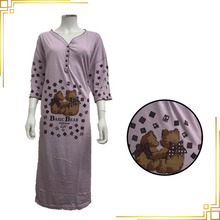 Ladies Cute Bears Front Button Neck Nightdress