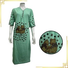 Ladies Cute Bears Front Button Neck Nightdress