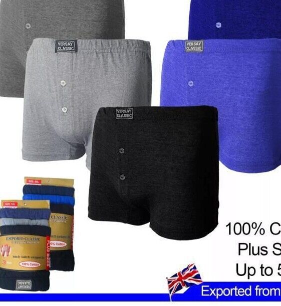 New Mens Boxers Shorts Cotton Briefs 2 Button Fly Cotton Plus Size 3 6 Pack